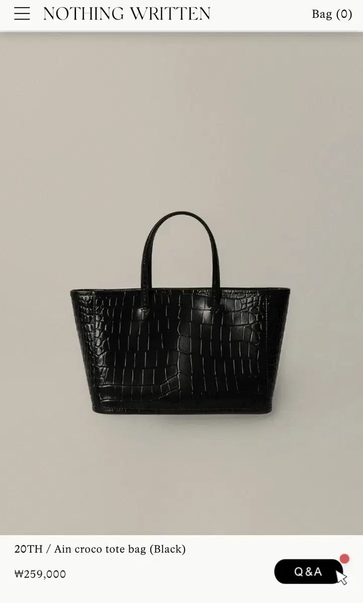 낫띵리튼 Ain croco tote bag 가방