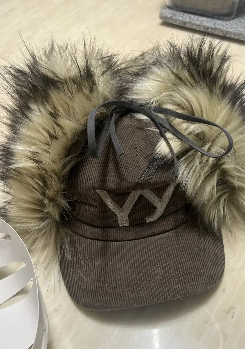 Open Yy Faux Fur Corduroy Earflap Cap Kh