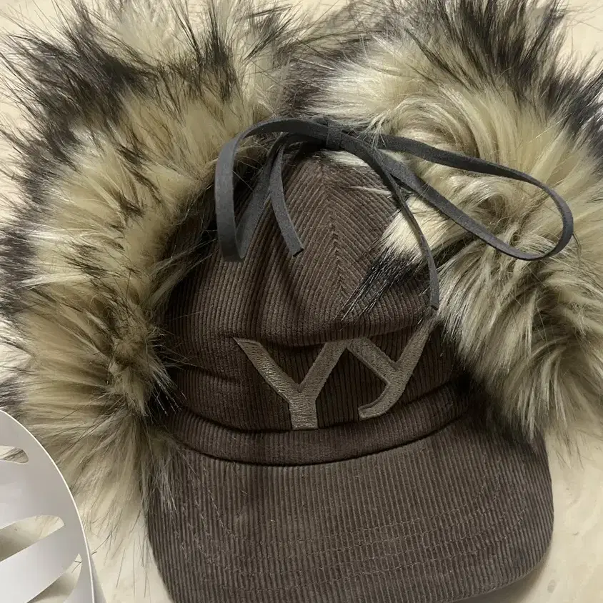 Open Yy Faux Fur Corduroy Earflap Cap Kh