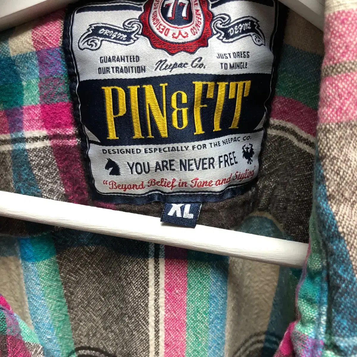 PIN & FIT 체크무늬 플란넬 셔츠 (XL)