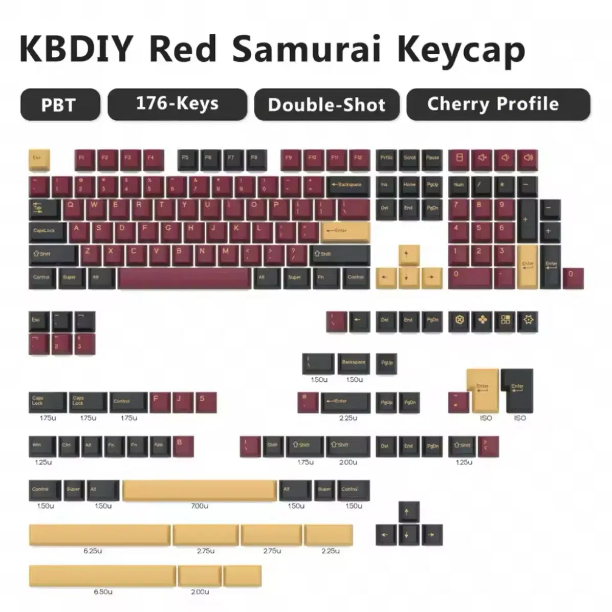 kbdiy red 사무라이 이중사출 키캡