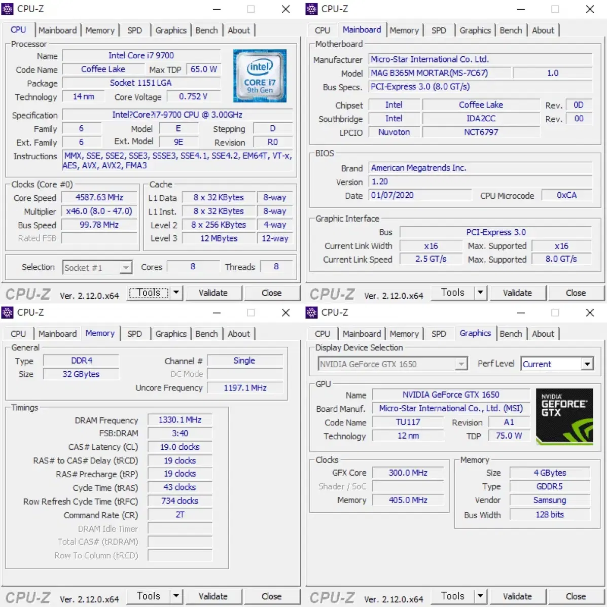 조립PC i7-9700 + gtx 1650 / windows 10