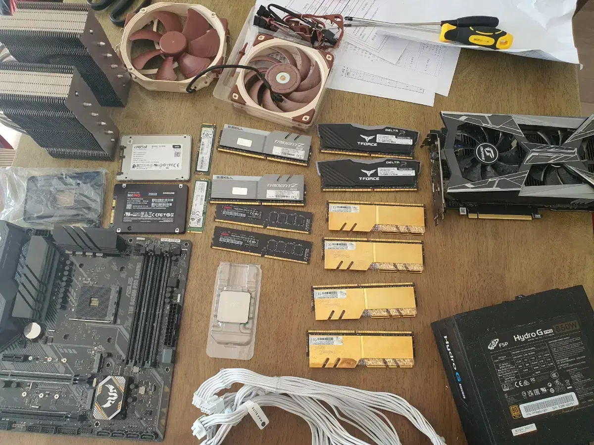 cpu,램,그래픽카드,파워,ssd,녹투아쿨러,메인보드