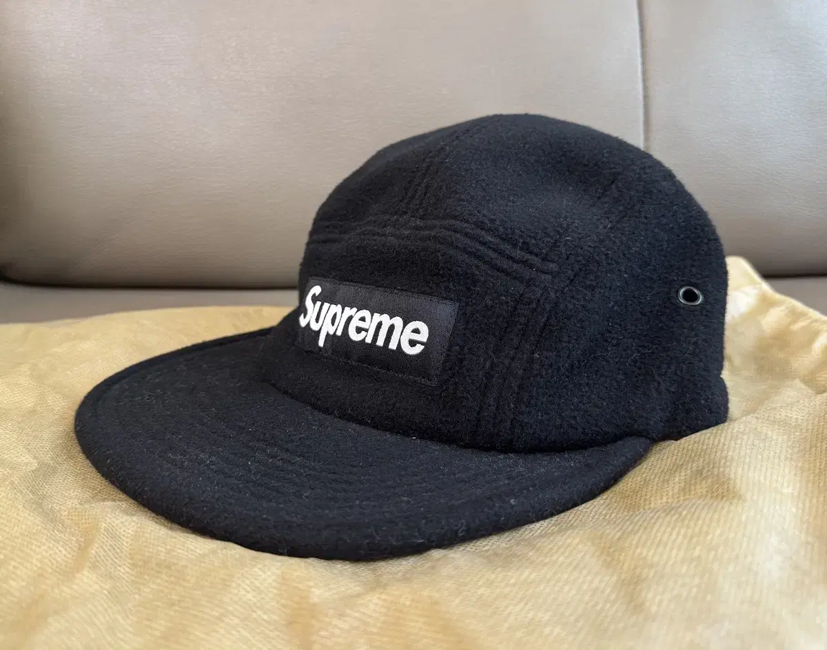 18FW Supreme Box Logo Fleece Pullcord Campcap Black