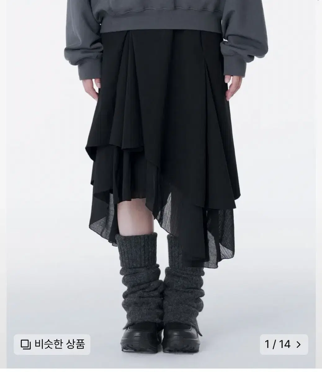 미세키서울 치마 Unbalanced layered skirt BLACK