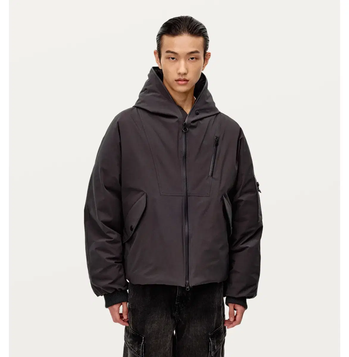 (50) Solid Homme Transform Hooded Down Black