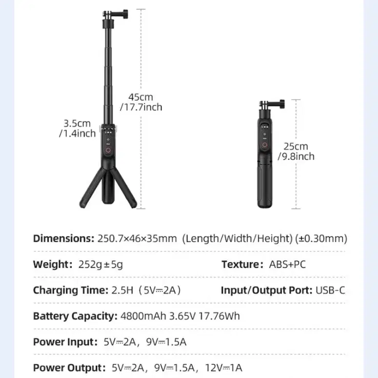 Telesin 고프로 리모콘 4800mAh 외장배터리 삼각대