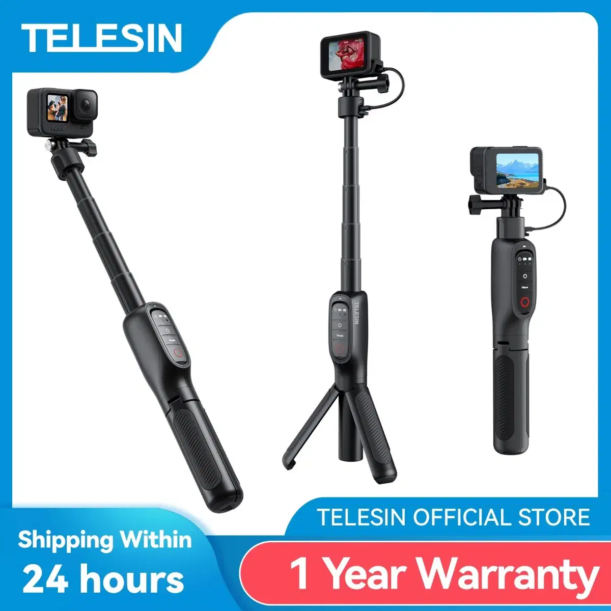 Telesin 고프로 리모콘 4800mAh 외장배터리 삼각대