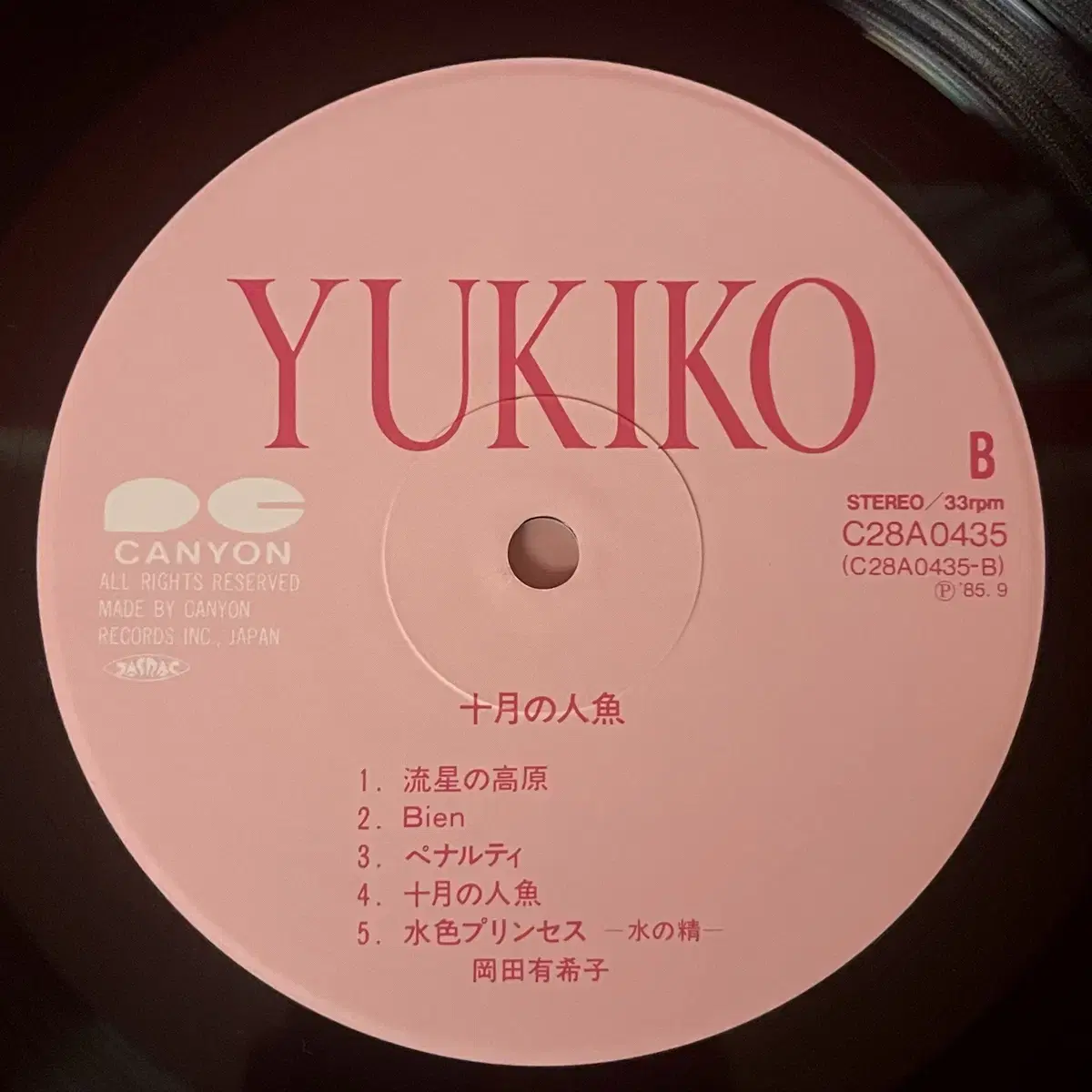 시티팝LP 오카다 유키코 Yukiko Okada -12월의 인어