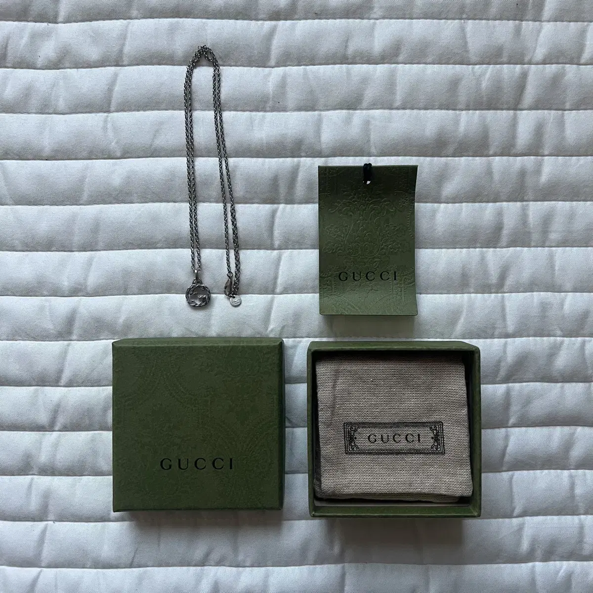 GUCCI Interlocking G Pendant Necklace Silver