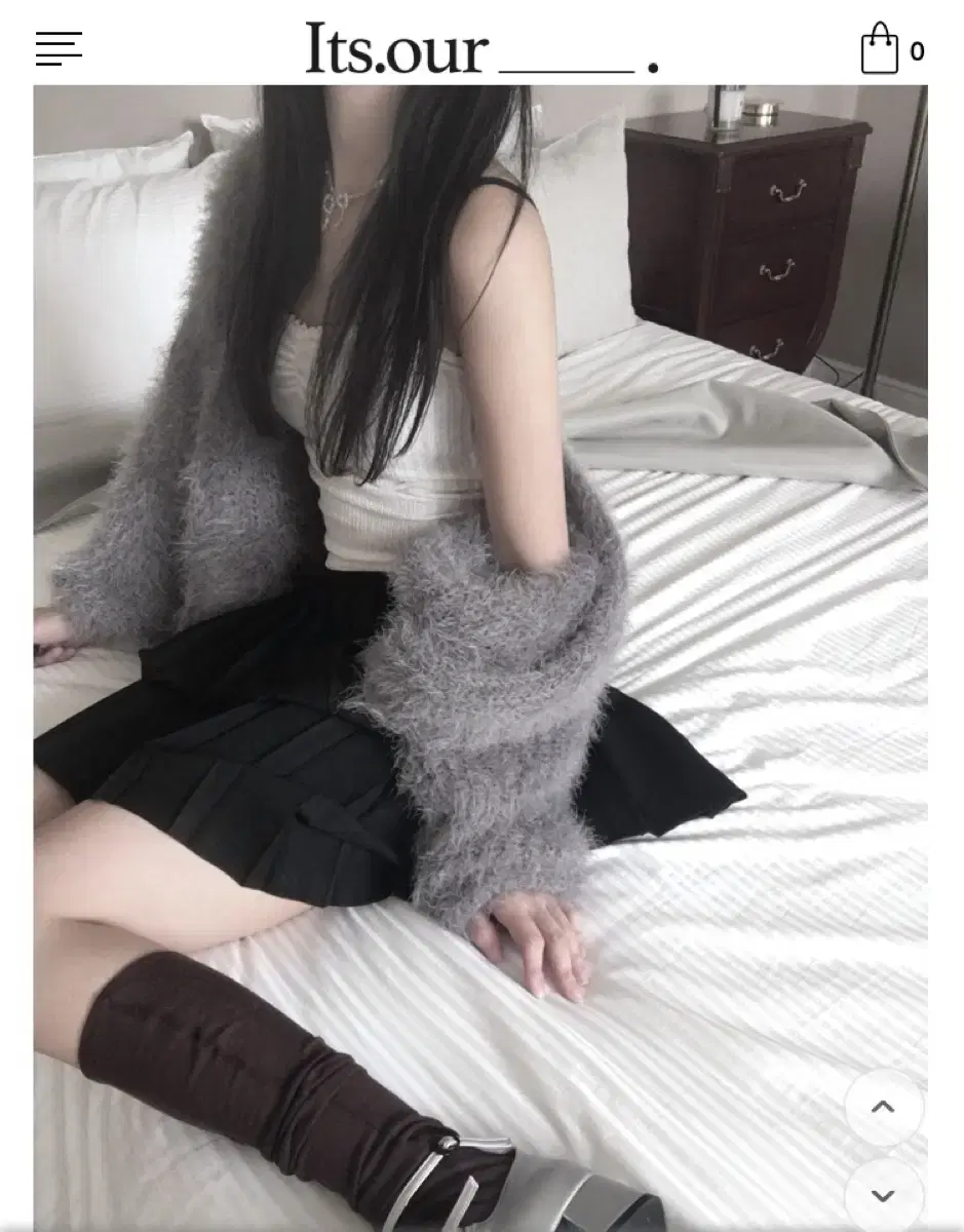 젯젯디 가디건 Fluffy kitten crd gray