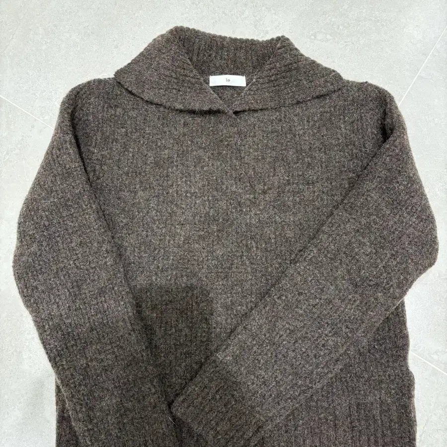 le 르 니트 waffle texture collar knit