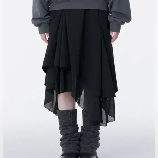 미세키서울 스커트 1 Unbalanced layered skirt BLA