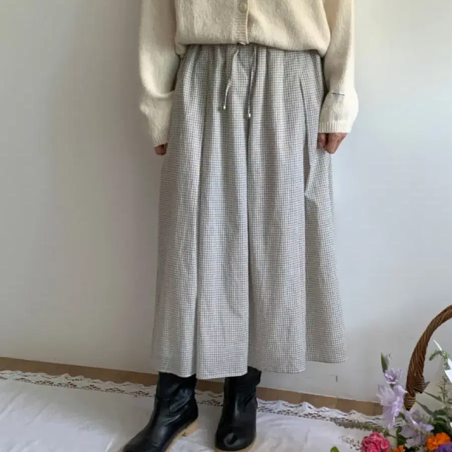 아뜰리에러브송 autumn check skirt