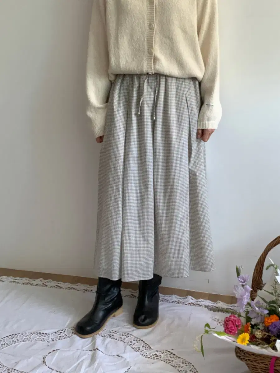 아뜰리에러브송 autumn check skirt