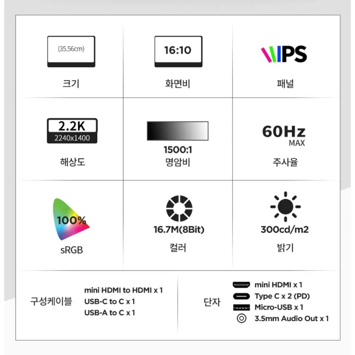 무배 빅트랙 2.2K 휴대용 모니터  미개봉 새상품