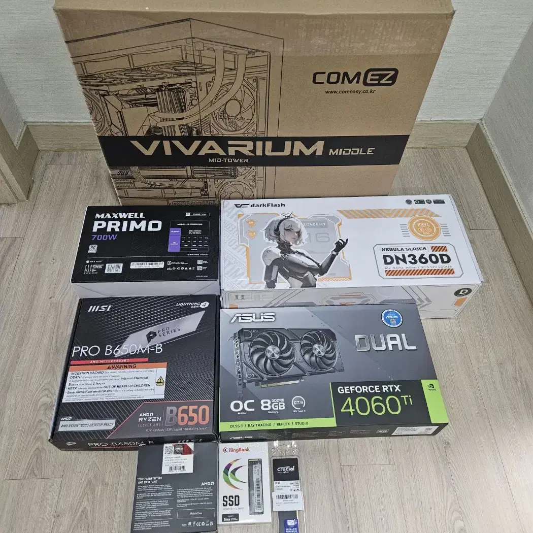 (신품)라이젠9600X + 아수스 4060Ti OC 8GB 수냉본체!~