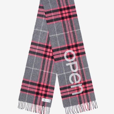 OPEN YY TARTAN WOOL SCARF PINK