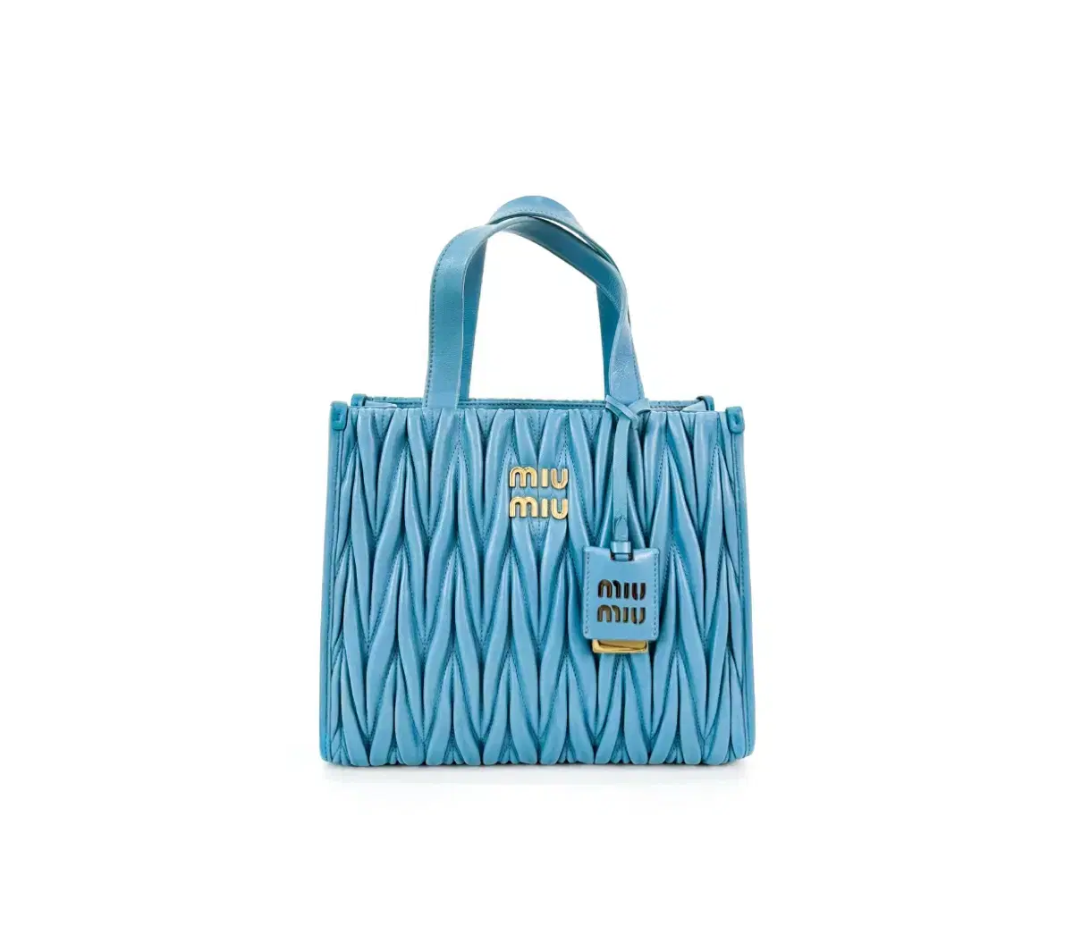 MiuMiu Women's Matelassé Napa leather and leather tote Marina bloo