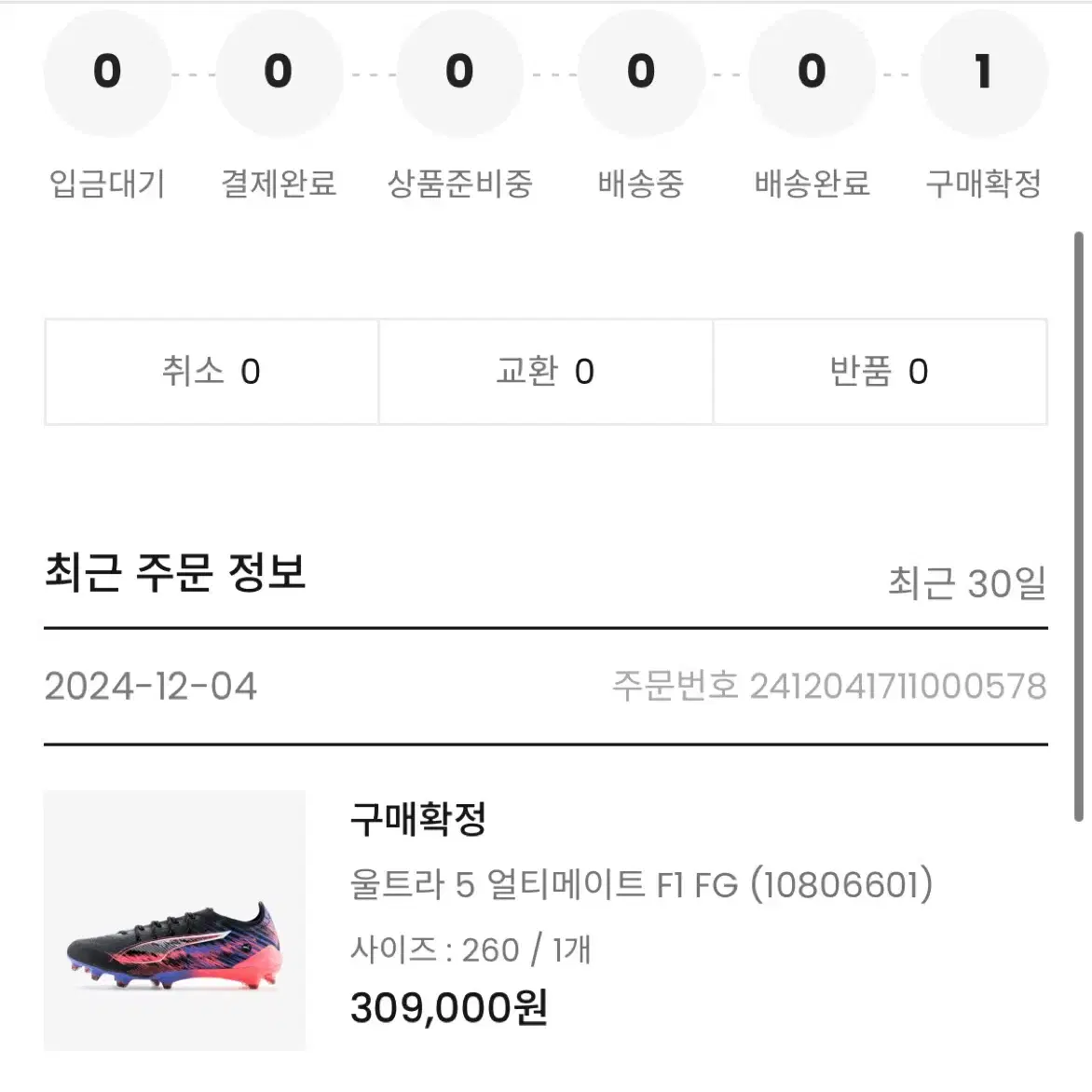 푸마 울트라 5 얼티메이트 F1 FG