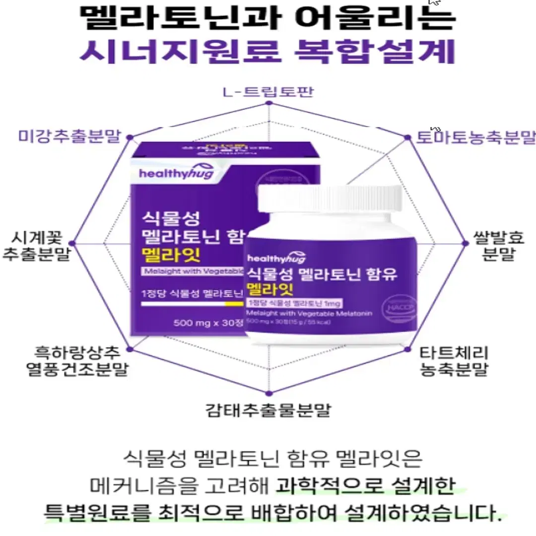 프리미엄 식물성 멜라토닌 함유 편안한 하루의 마무리 500mg 30정