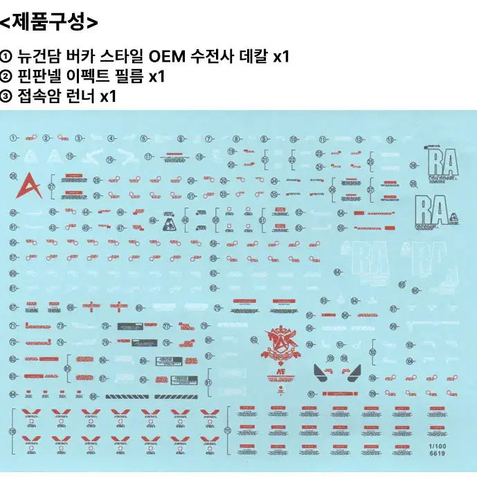 MG 뉴검담용 핀판넬 플로팅건뉴건담용 핀판넬 플로팅캐논 이펙트파츠+데칼