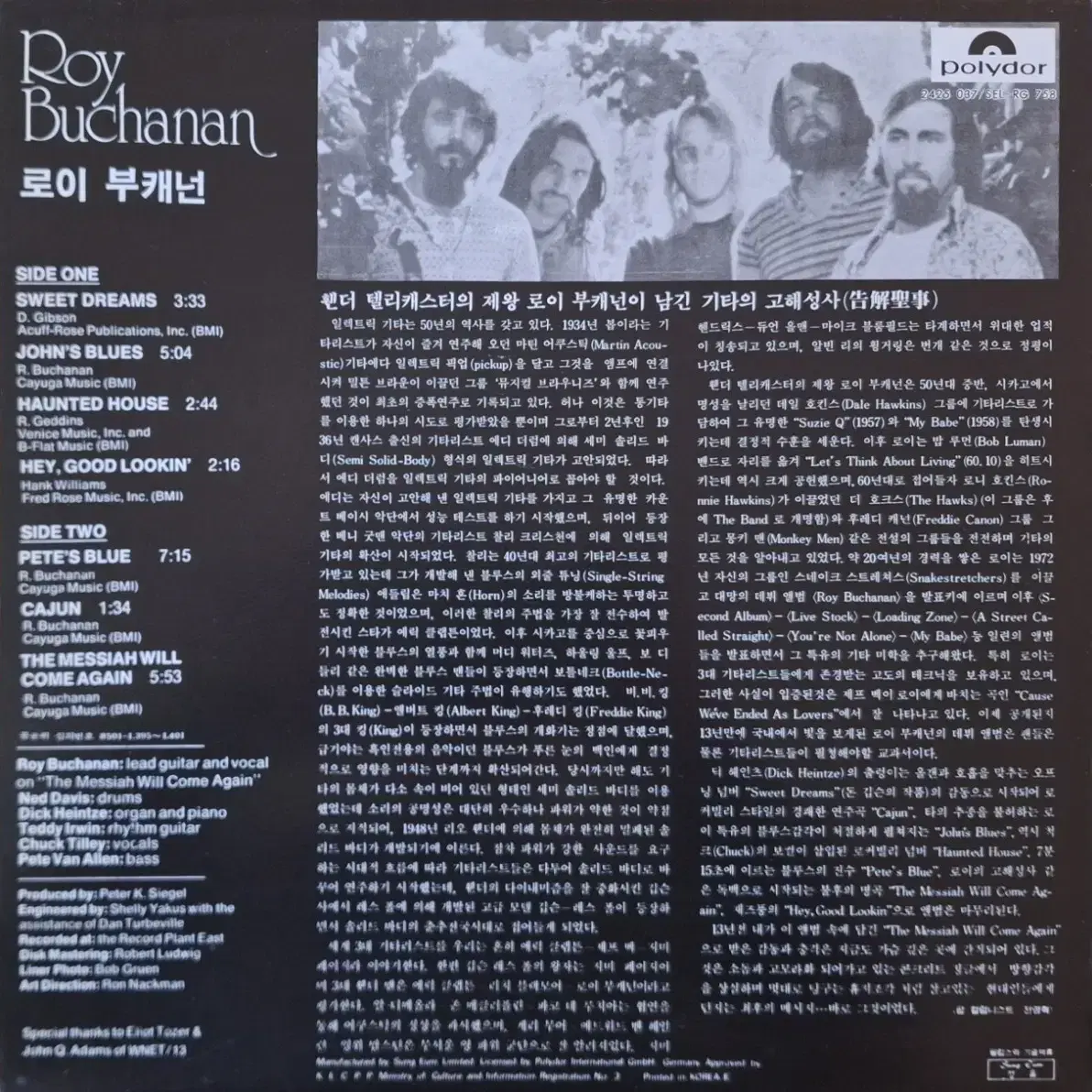 국내라이센스반/Roy Buchanan LP