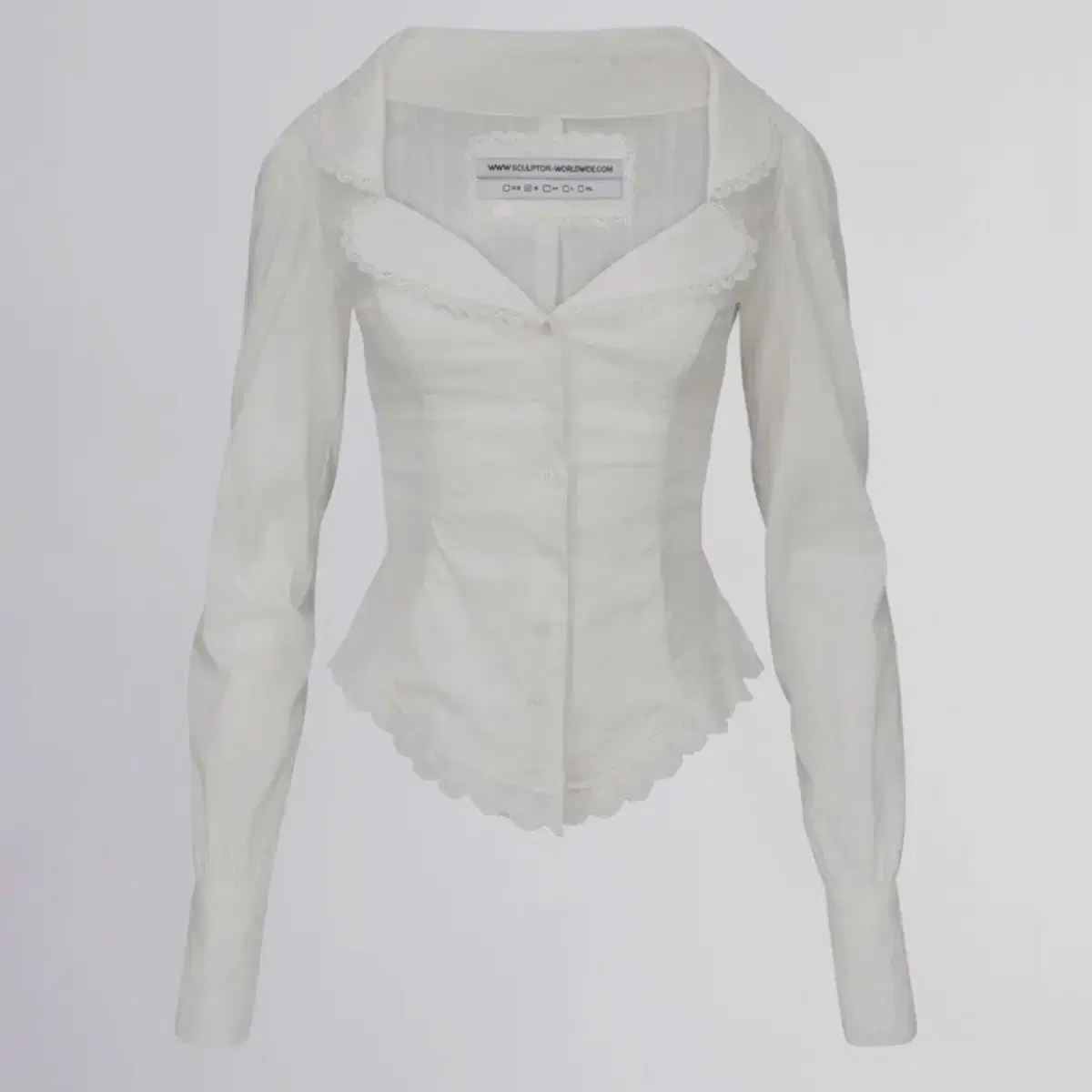 스컬프터 블라우스 Clover Leaf Neck Blouse Ivory