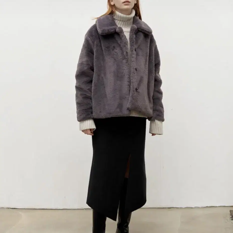 [슬로우 무브] Eco fur jacket - Gray