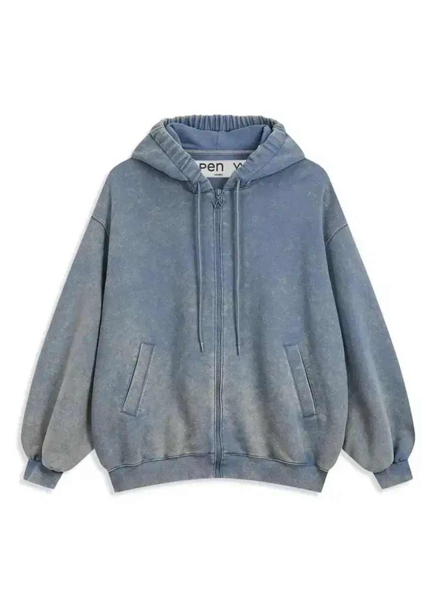 OPENYY WIDE BOX HOODIE, BLUE 후드 집업 피그먼트