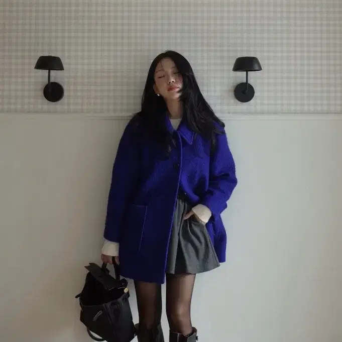 [새상품]셀리앤리옹 MADE - Boucle half Coat (Blue