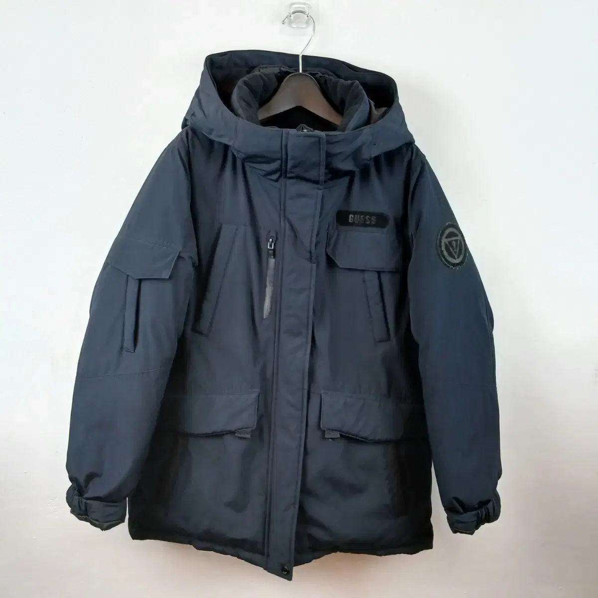 GUESS Navy hooded down jacket M 95