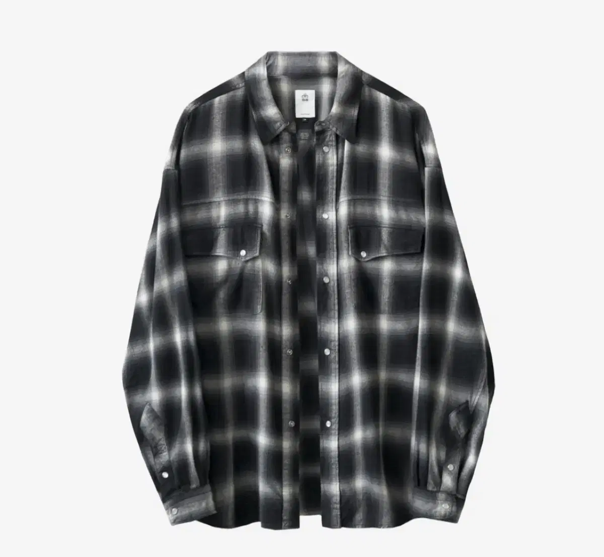 [4] Polyester lew western ink white ombré check shirt