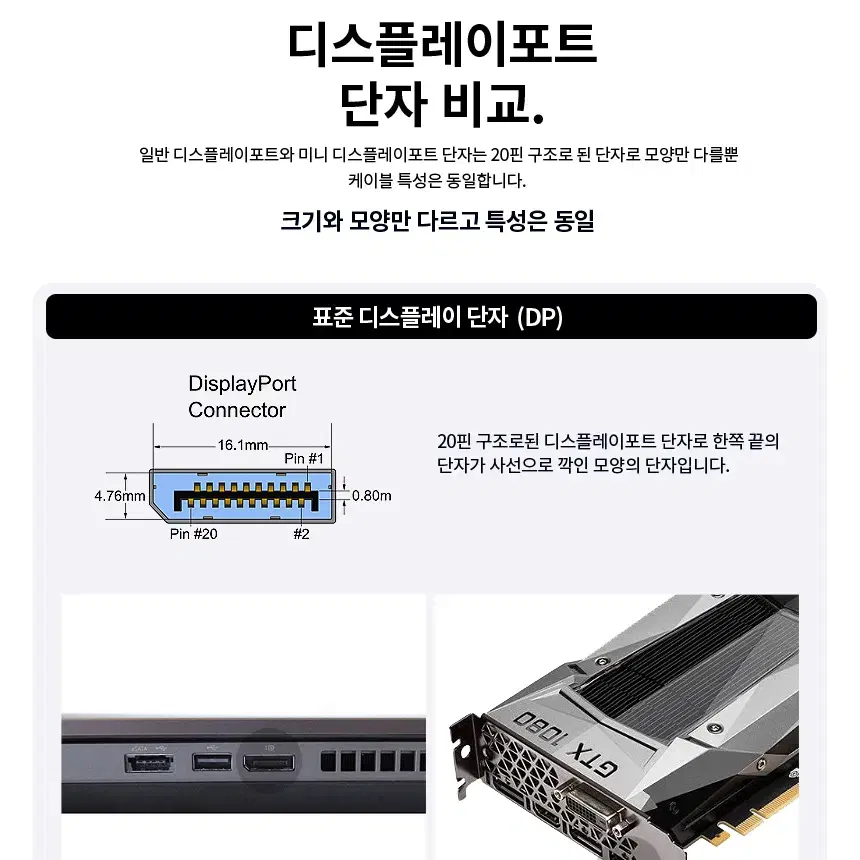 DP1.1 to HDMI 1.3 변환 케이블 1.8m