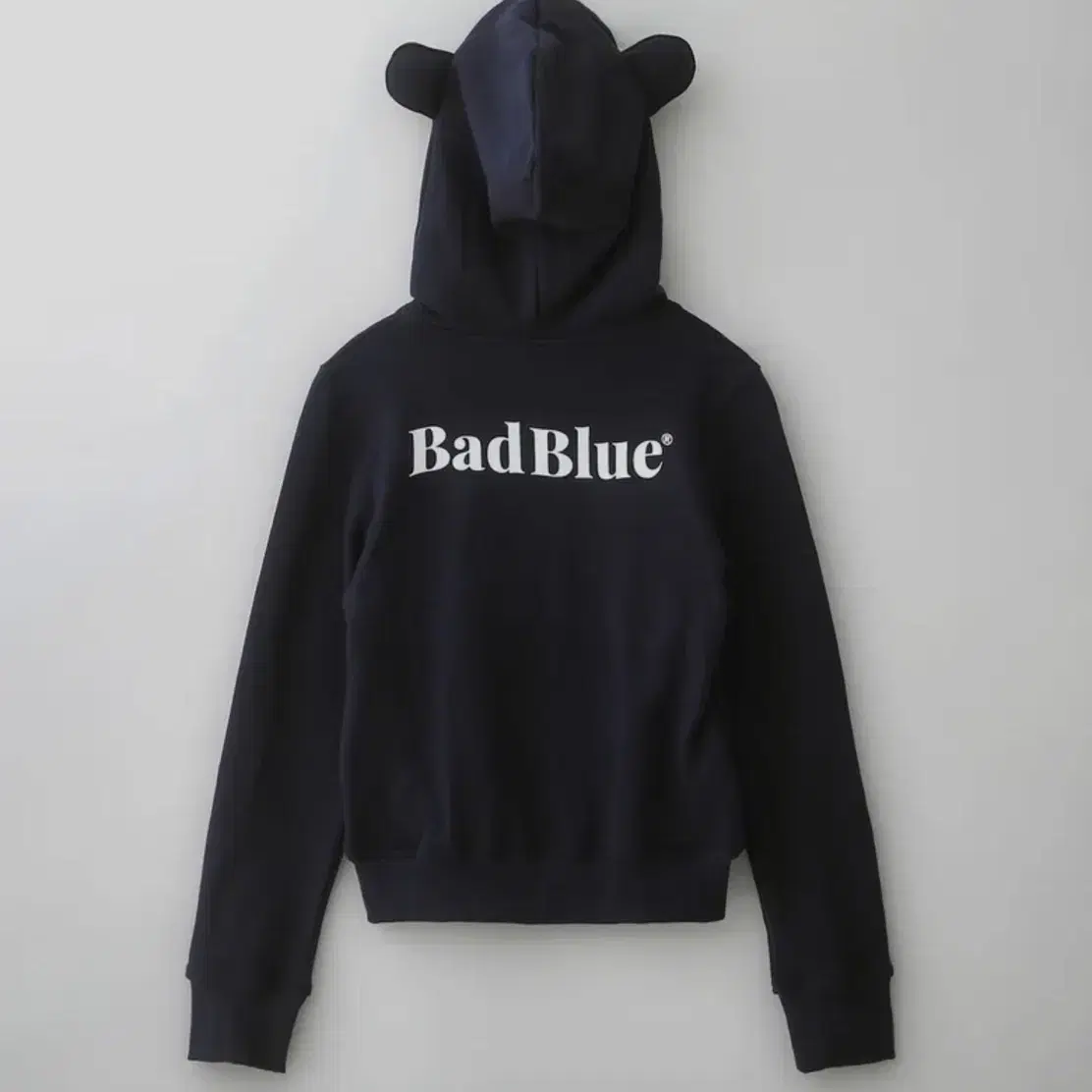 배드블루 Bear Ear Zipup Crop Hoodie Navy