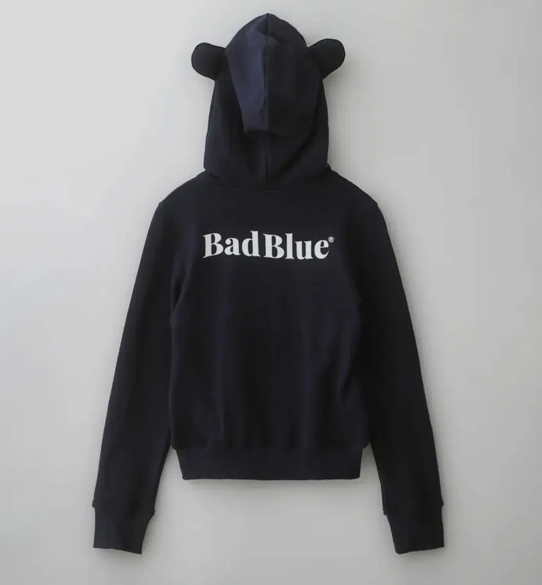 배드블루 Bear Ear Zipup Crop Hoodie Navy