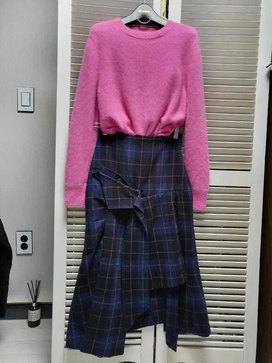 Fei Wool Blend Check Unbalanced Skirt 2022