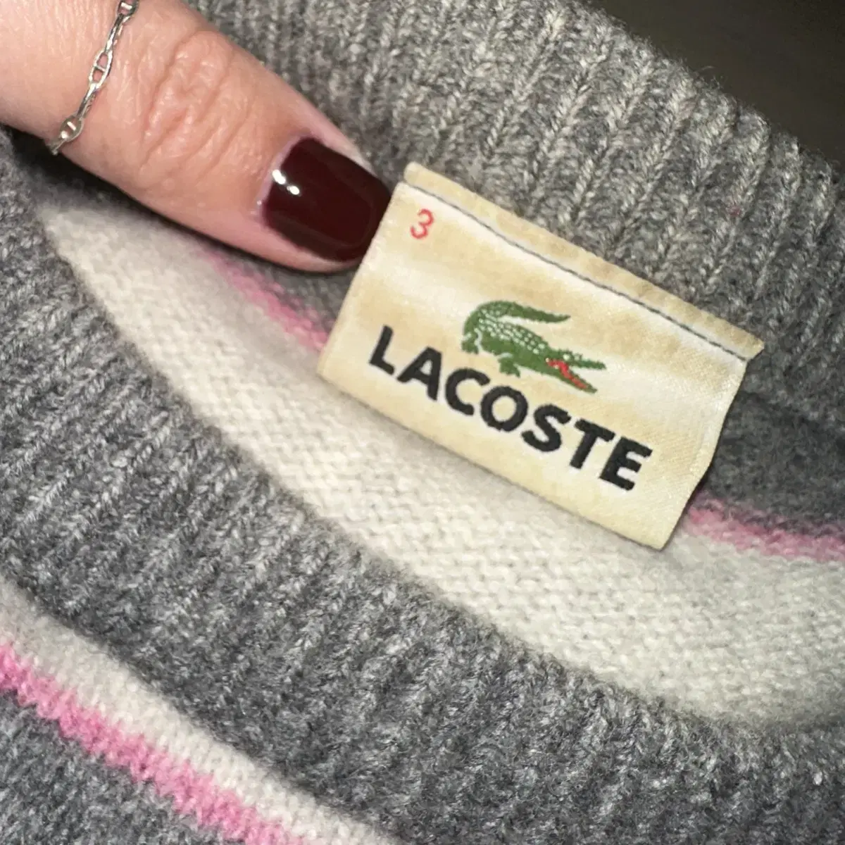 Lacoste 라코스테 핑크그레이 울니트