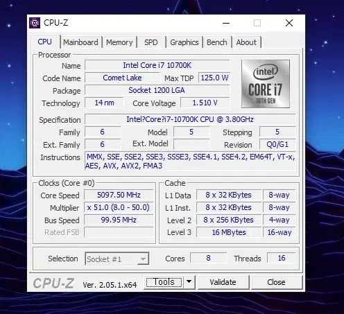 10700k , z490, 32g 튜닝램