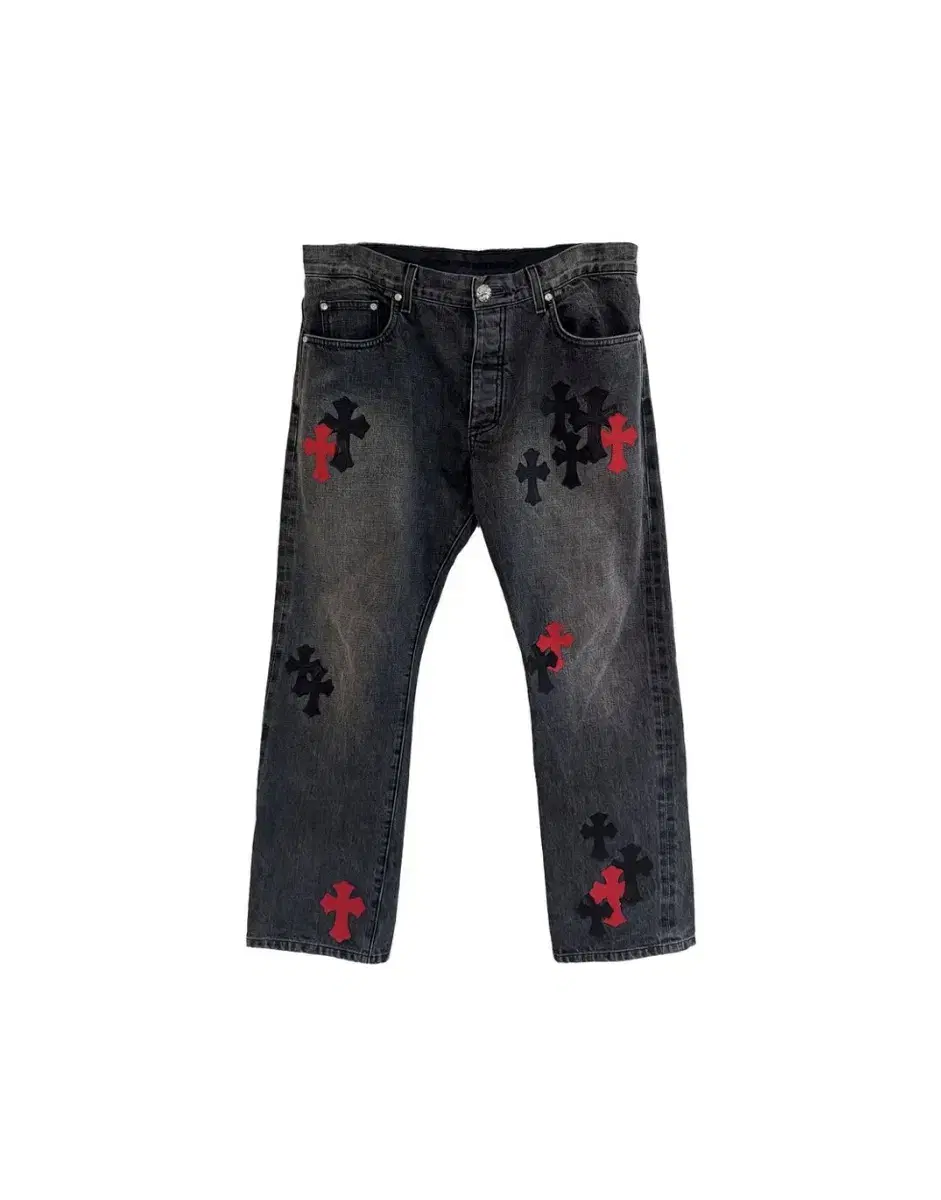 Chrome Hearts Black Red 26Patches Gray Denim 30