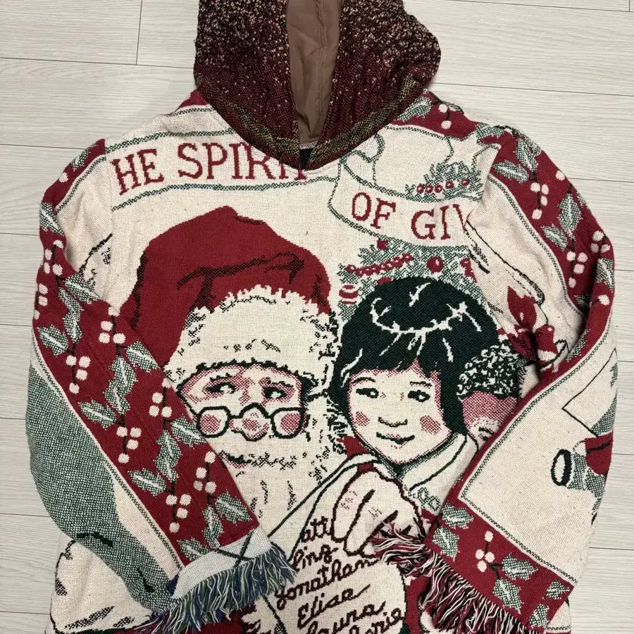 Vintage upcycle blanket hoody santa