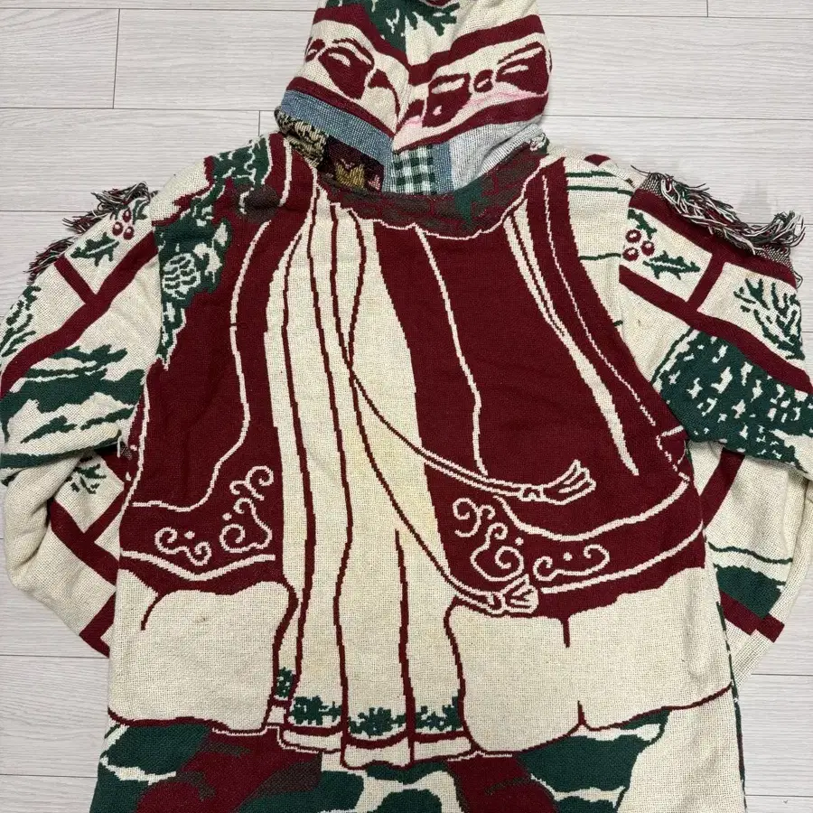 Vintage blanket upcycle hoody 산타