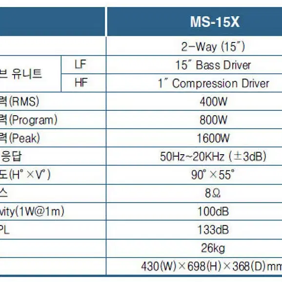 ReaL MS-15x 리얼 15인치 고출력 스테이지 스피커 <창원/부산