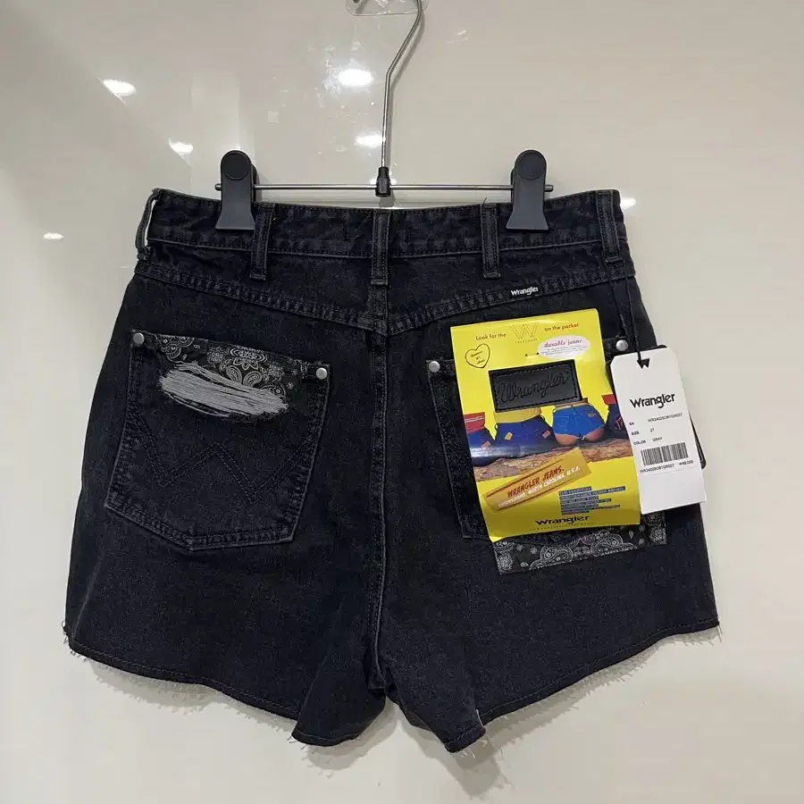 (27)Wrangler 랭글러 페이즐리 디테일 그레이 숏데님팬츠