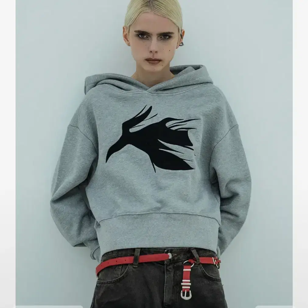 leey 엘이이와이 후드 BIRD ARTWORK HOODIE MELANG