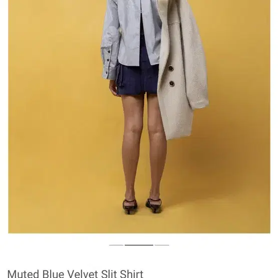 오들리워크샵 셔츠 Muted Blue Velvet Slit Shirt