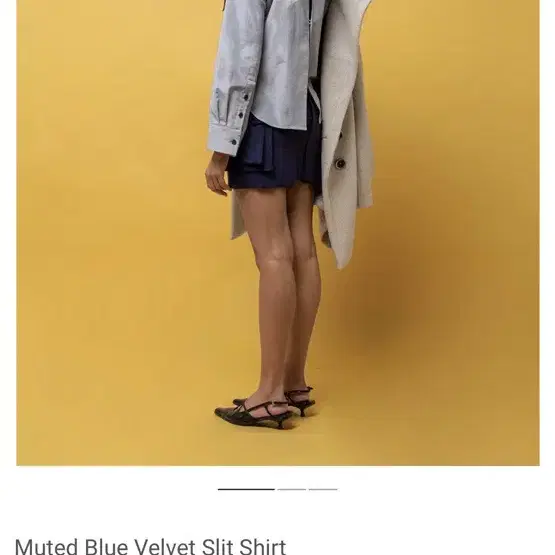 오들리워크샵 셔츠 Muted Blue Velvet Slit Shirt