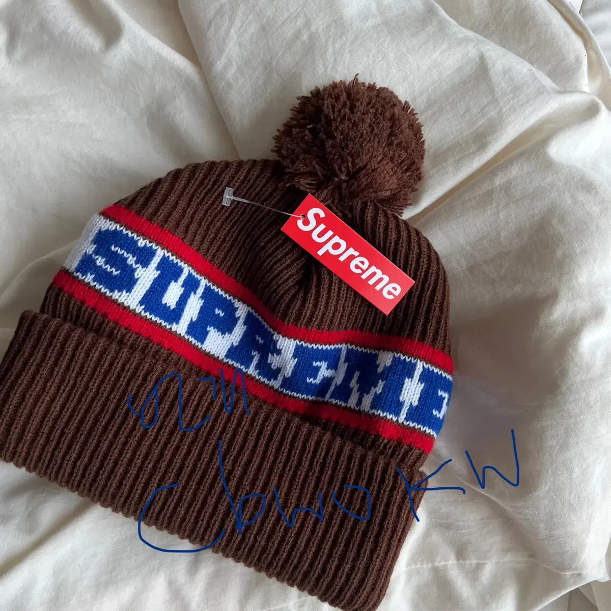 슈프림 비니 Supreme Big Stripe Beanie Brown