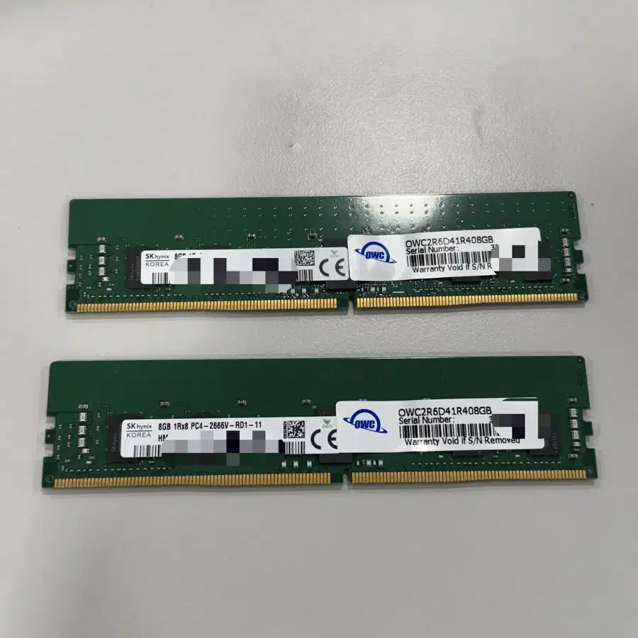 OWC DDR4 2666Mhz DIMM 메모리 8GB 두개