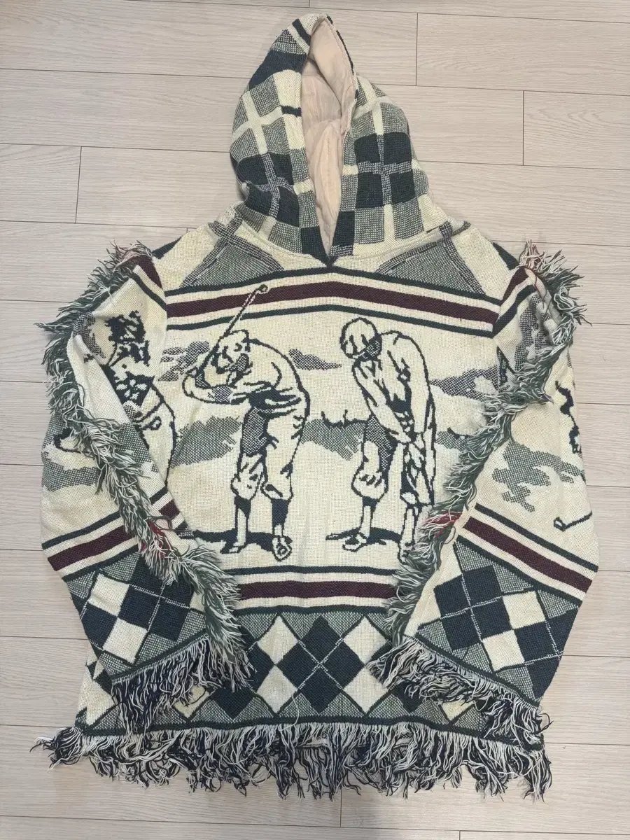 Vintage blanket upcycle hoody 골프